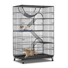 4-Tier Large Cat Cage Playpen 51 Inch Indoor Outdoor Enclosure 2 Doors Hammock