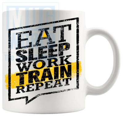 Essen Schlaf Arbeit Zug Wiederholung Tasse Handarbeit Geschenke für Geburtstag Weihnachten Freunde...