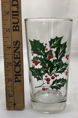 Indiana Glass Holly & Berries Christmas 6pc Holiday Beverage Set Tumblers - Picture 8 of 9