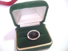 Vintage Solid Silver FIORELLI - genuine large genuine black spinel Ring Size L