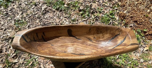 Gorgeous Hand Made Wooden Oblong Wood Centerpiece Fruit/Bread Bowl - Picture 8 of 11