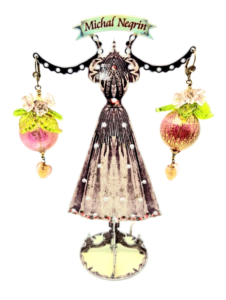Preciosos pendientes Michal Negrin con una bola decorativa de cristales de colores única. Foto 2 de 4