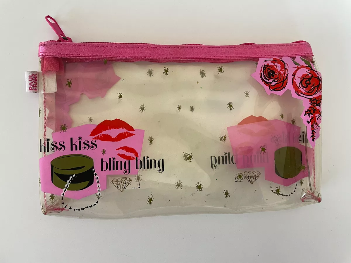 Paul Frank Makeup Pouch Cosmetic Bag Pencil Case Clear Kiss Bling Vintage  Rare | eBay