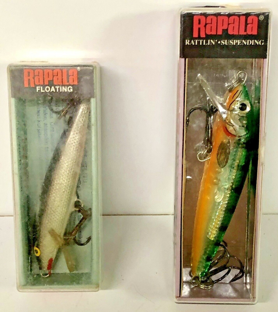 Rapala 80s店舗用デスプレイ看板 最終値引き 2 VINTAGE RAPALA FLOATING BAIT LURES HUSKY JERK & HOPEA ARGENT in