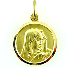 CIONDOLO ORO 18 KT MEDAGLIA MADONNA MEDAGLIETTA SACRA MADONNINA MARIA VOTIVA