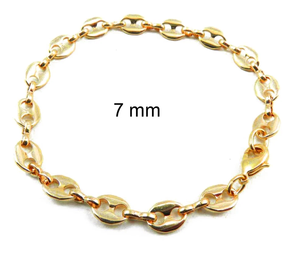 BRACELET CHAINE GRAIN DE CAFÉ dimensions au choix bijou femme homme cheville - Photo 4/4