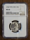 1958-P FS-901 Silver Washington Quater NGC MS66 Cherrypickers Variety Type B Rev