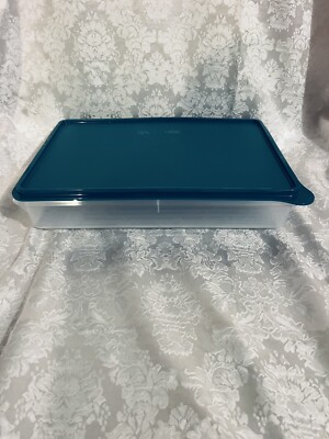 TUPPERWARE Cold Cut Keeper Snack Stor Large 9x13 Ice Cube Mysterious Green NEW