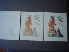 SALVADOR DALI - 3 Divine Comedy Inferno 18 Woodblock Decomposition Prints - COA