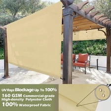 Waterproof Pergola Shade Canopy Replacement Shade Cover Panel w/ Rod Pocket Sand