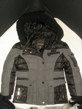 COOGI GRAY/BLACK WOOL BLEND REMOVABLE HOOD PEACOAT GIRLS SZ. 5/6