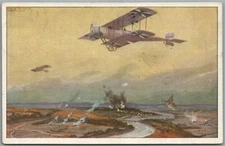 EARLY AVIATION 1915 MILITARY ANTIQUE POSTCARD