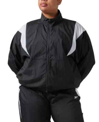 Reebok Plus Size Zip-Front Colorblocked Jacket Women's 2X/18-20W Black L/S