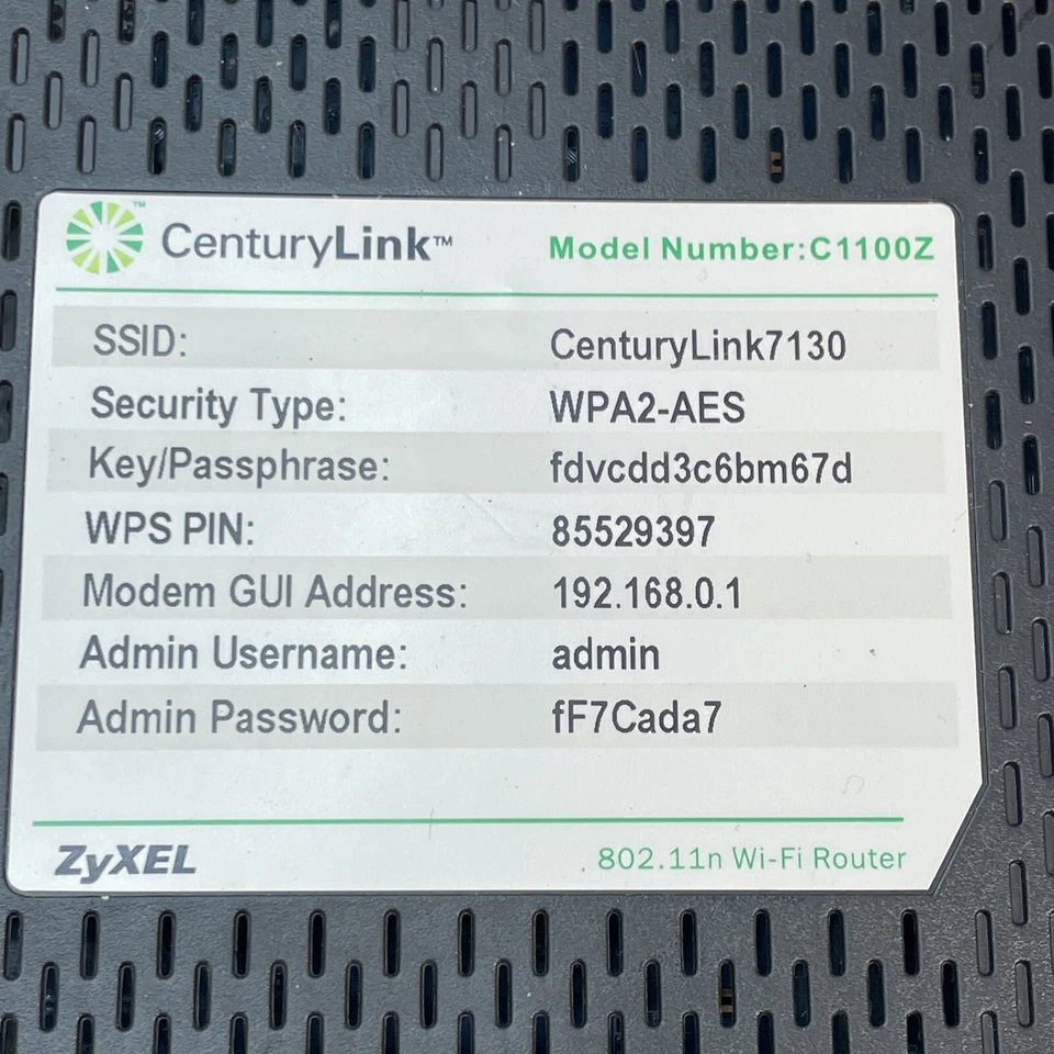 CenturyLink C1100Z ZyXel Wireless WiFi Modem Router. - Image 3 of 4