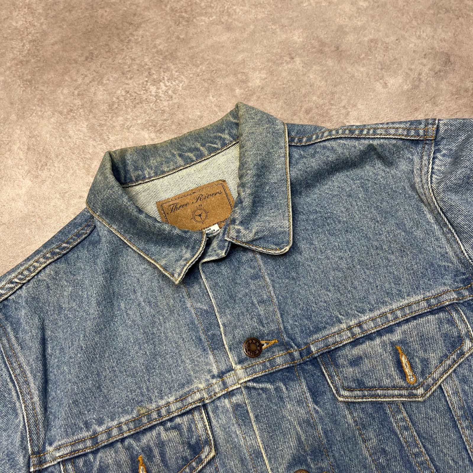 Three Rivers Denim Jacket Mens Looney Tunes Trucker Coat, Washed Blue, Medium image 7