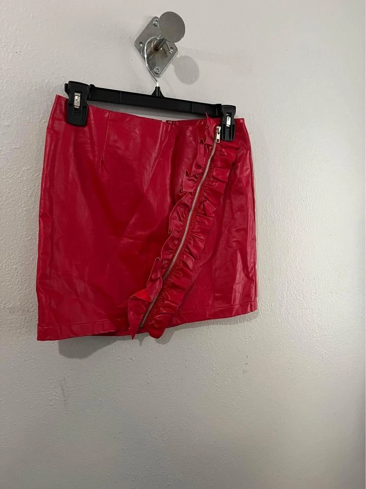 Forever 21 red shop leather skirt