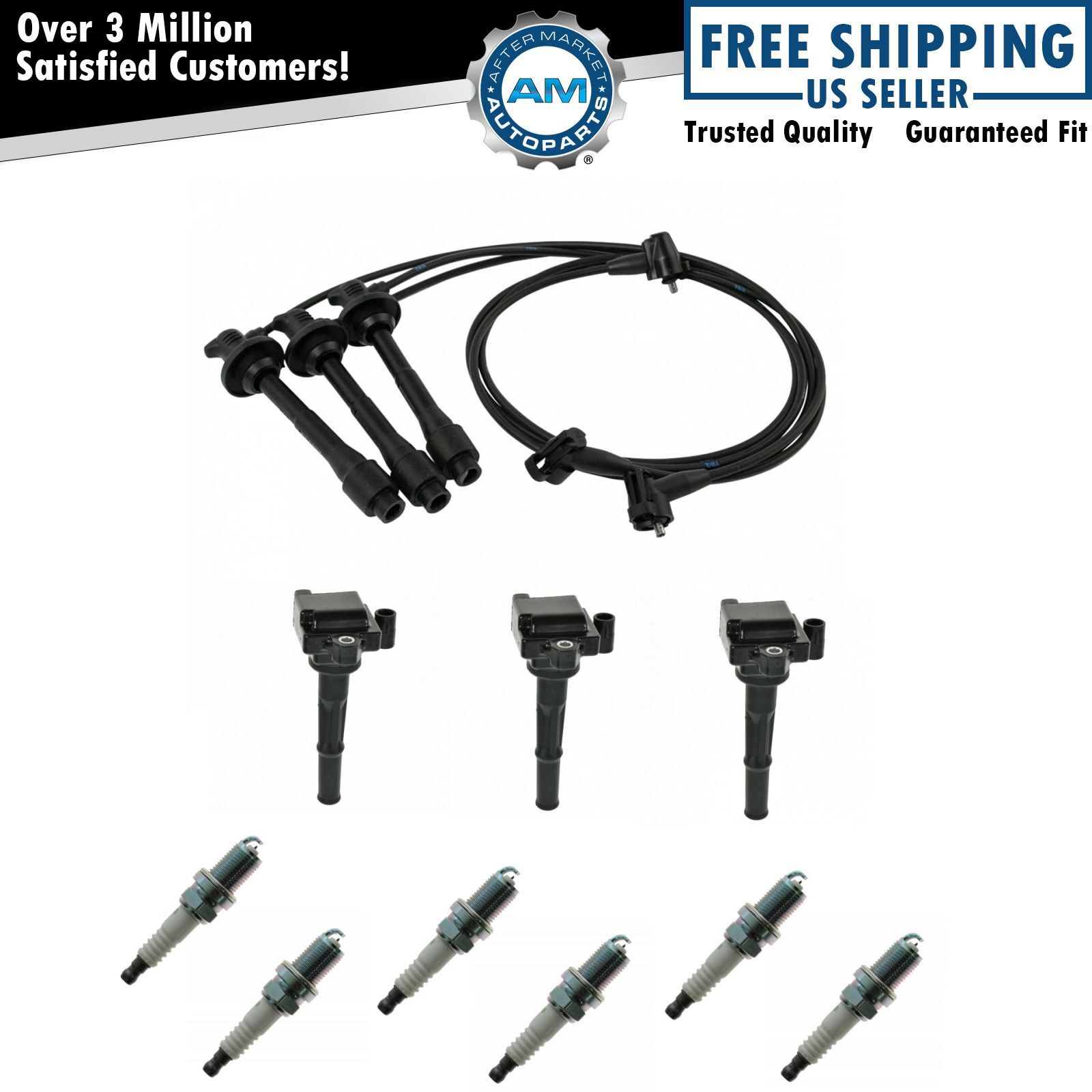 Ignition Coils Spark Plugs & Plug Wires Kit Set for Toyota Truck SUV 3