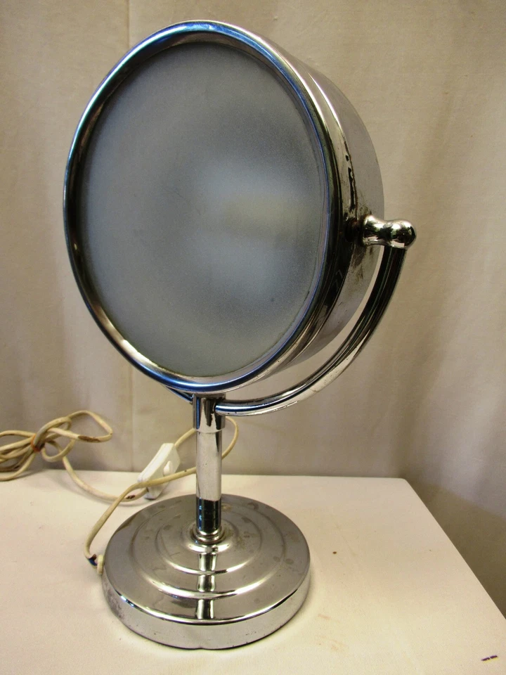 Specchio Da Tavolo Vintage Doppio Lato Con Luce Per Comò Collezionabile - Immagine 2 di 4