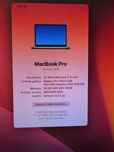 MacBook Pro 15" 2018 con Touch Bar (Schermo Rotto) - Foto 3 di 4