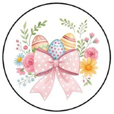 ADORABLE BOW WITH EASTER EGGS ENVELOPE SEALS LABELS STICKERS PARTY FAVORS