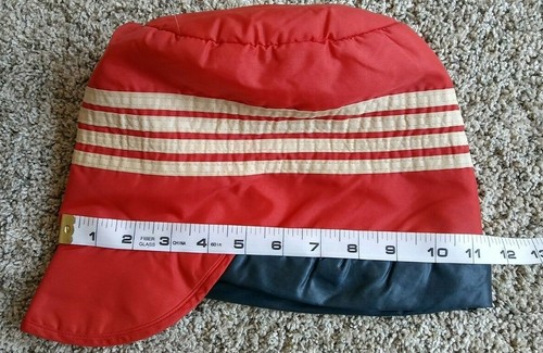 Vintage 1960 tracksuit hat high beehive racing stripe RED nylon afro windbreaker - Picture 10 of 12