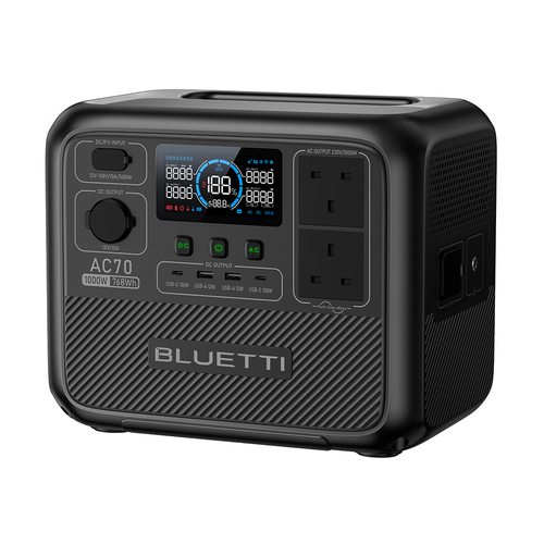 BLUETTI AC70 768Wh 1000W Portable Power Station+120W Solar Panel Camping Trip - Picture 10 of 13