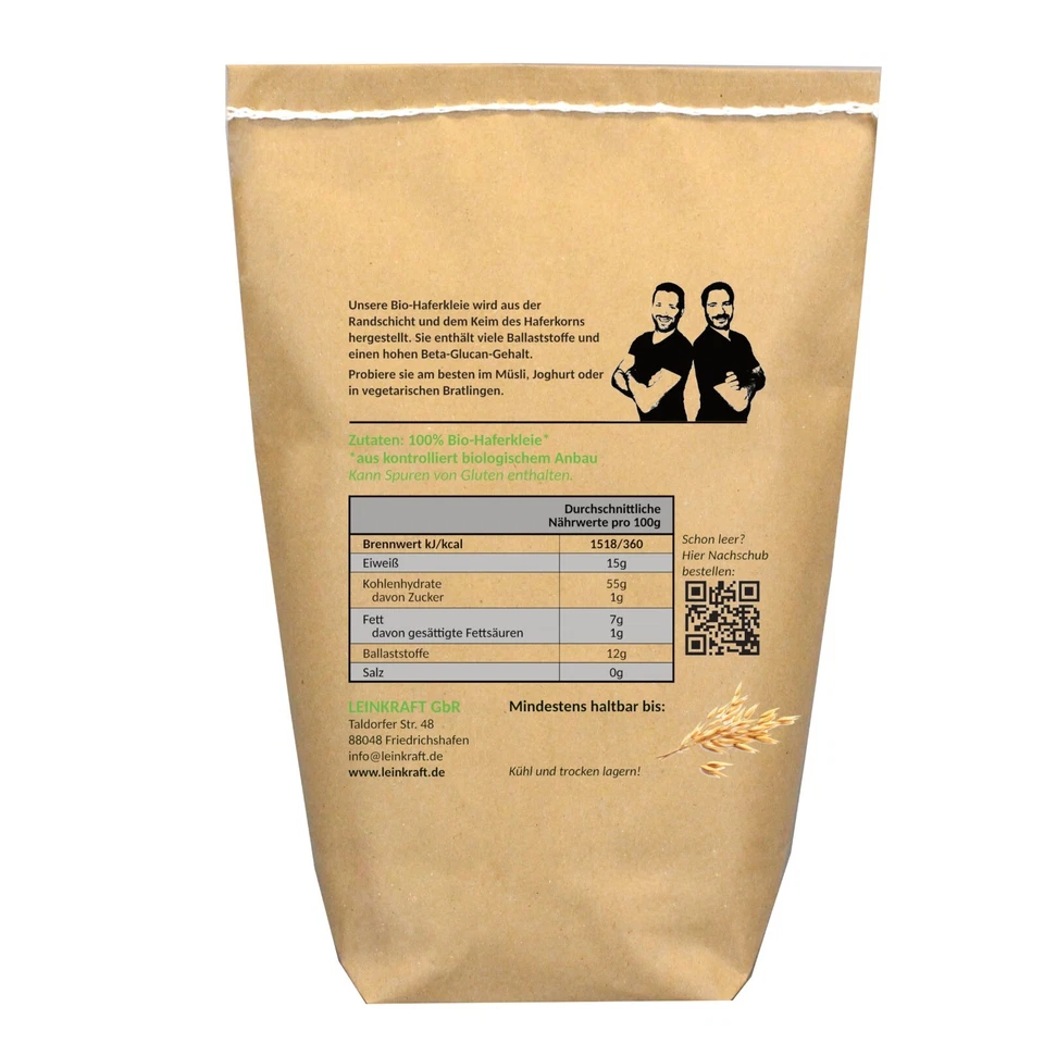 Deutsche BIO-Haferkleie mit Keim Ballaststoffreich Müsli, Backen Kochen - Bild 3 von 4