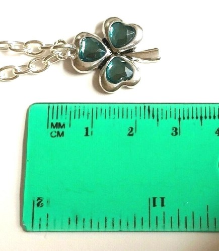 Silver Irish Green Shamrock Necklace 23" X-Long Celtic St Patricks Day Plated - Picture 12 of 12