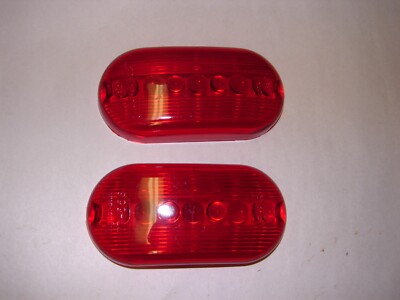 TWO New Old Stock - SIGNAL-STAT Red Lens #77-556 / 9093D Oval, 2'' X 4''