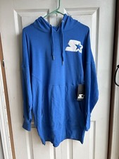 NWT Womens Starter Black Label Blue Pullover Hoodie Dress RARE Size Small