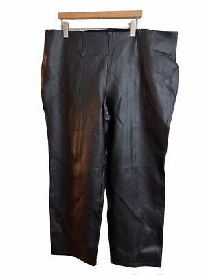 Investments Slim Factor Women s 3X Black Faux Leather Stretch Pants New