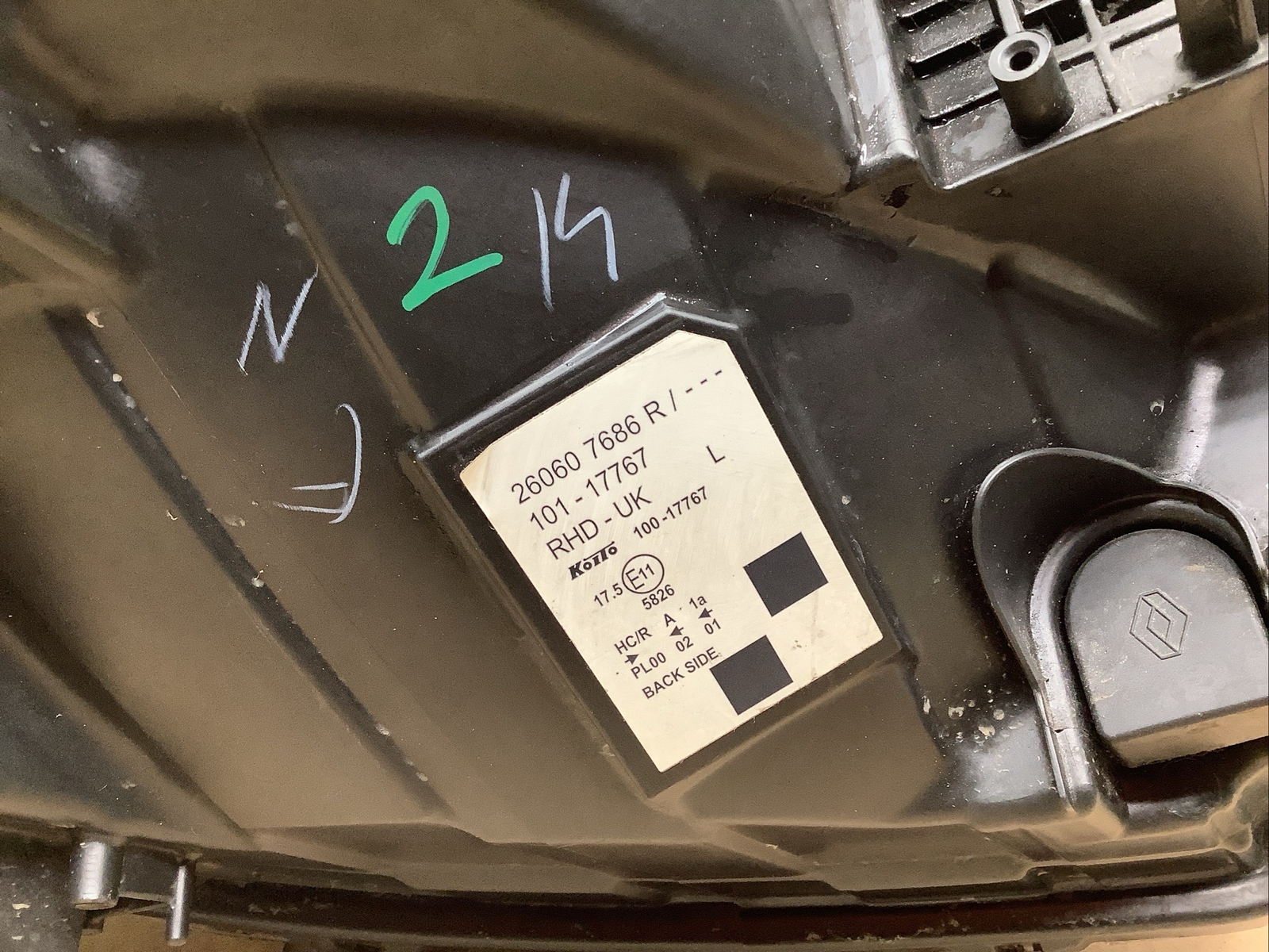 Renault KANGOO 2013 Passenger Headlight 260607686R 10117767 for 