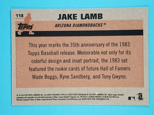 2018 Topps 35th Anniversary Silver Pack Chrome Prism Jake Lamb Diamondbacks #118 - Foto 2 di 2
