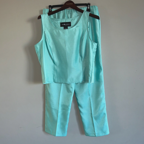 Vintage zweiteiliges Set 14 Petite 14P Reißverschluss Tanktop Hose Meer Schaum grün Large