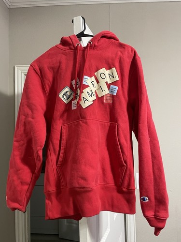 NWT Champion x Scrabble Reverse Weave Hoodie Red | Men's Size SMALL