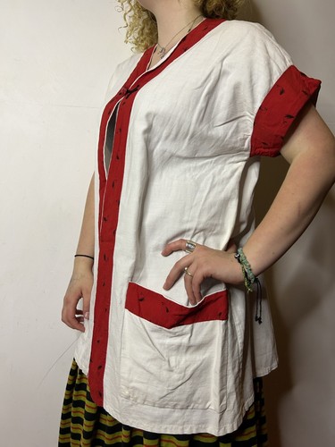 Vintage 1980s Red White Robe Tunic Costume Church Medieval Cosplay Oriental XXL - Picture 3 of 10