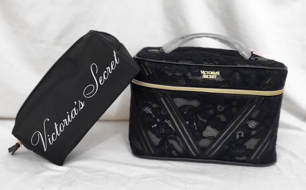 Victorias Secret Lace VANITY TRAIN CASE With Beauty Pouch Cosmetic NWT