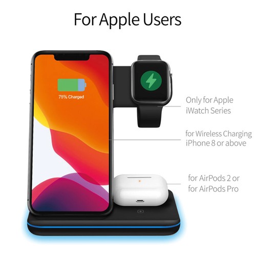 3in1 Wireless Induktionsladegerät Ladestation für Apple Watch iPhone 14 Pro 15 - Zdjęcie 10 z 20