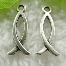 440 Pcs Tibet Silver Fish Charms Pendants 21x8MM B487 DIY Jewelry Making