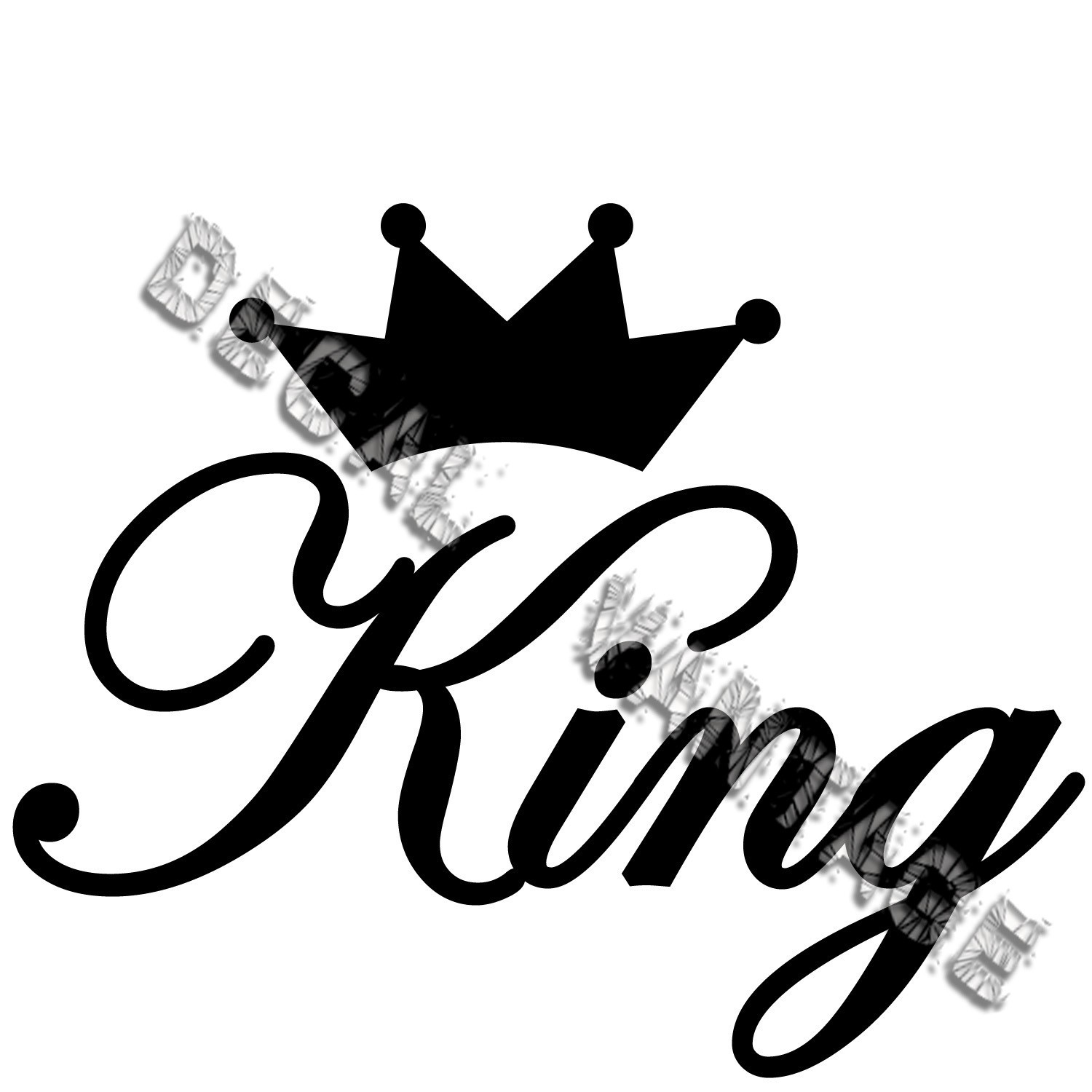 King Text Script Crown Vinyl Sticker Decal JDM Race Drift Choose Size & Color