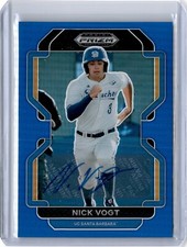 2022 Prizm Draft Picks Blue Refractor Nick Vogt Auto 48/99 (B72) Padres