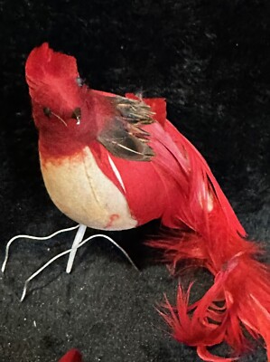 Vintage Set of 5 Cardinal Christmas Ornaments See Photos