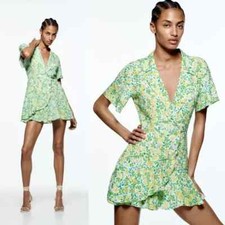 Zara Women  s multi floral wrap citrus flower jumpsuit Romper Skort 3226/652 M