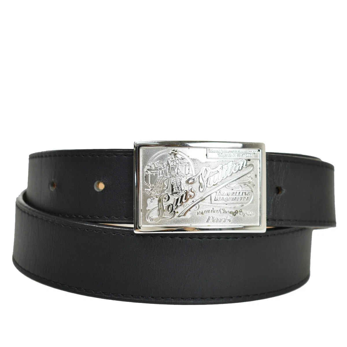 Black Leather Travelling Requisites Ceinture 85