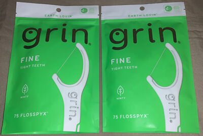 NEW 2 Earth Lovin Grin FINE Tight Teeth Minty Flavor 75 Pack Flosser Flosspyx