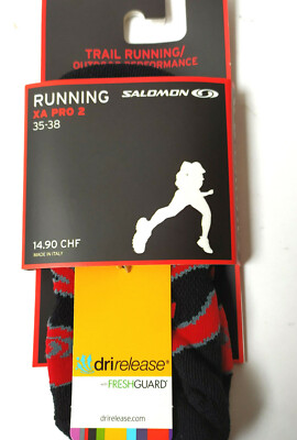 Salomon XA Pro II DX+SX Black/Red Socken Socks Strümpfe Gr 35/38 Trail Running