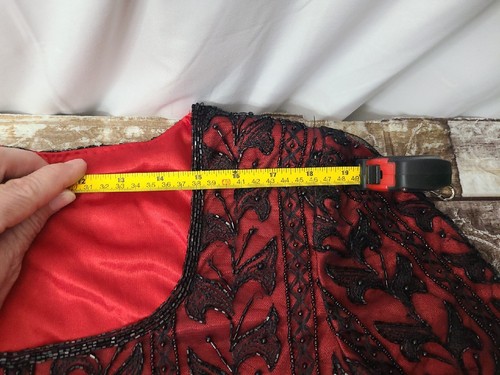 Vintage Lawrence Kazar Tüll Perlen schwarz und rot Abend Top Größe 2XL - Bild 13 von 15