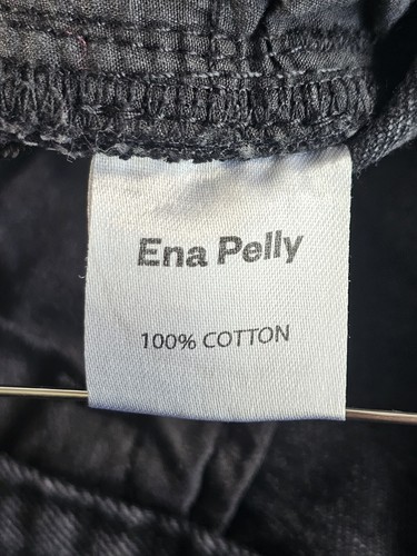 Ena Pelly Denim Midi Skirt Womens Size 8 Black Stone Wash Front Split Frayed Hem - Picture 6 of 9