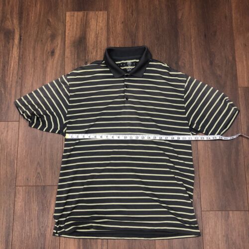 Nike Golf Polo Shirt Adult XL Gray Yellow Striped Short Sleeve Dri-Fit Mens - Picture 2 of 7