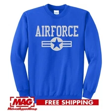 AIR FORCE CLASSIC ROYAL CREWNECK SWEATSHIRT Military Usaf Airforce United States